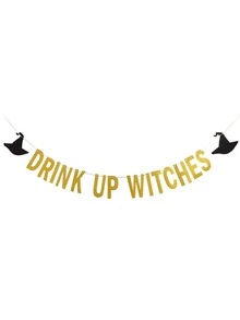 飲料橫幅金色萬聖節派對裝飾,神秘派對,萬聖節派對橫幅,萬聖節派對用品