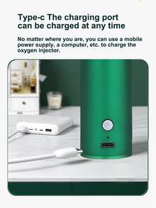 Portable High Pressure Oxygen Injection Device For Home Use, Rechargeable Nano Sprayer For Skin Moisturizing, No Needle Water Oxygen Beauty Instrument, Suitable For Model Coloring, Nail Art And Tattoo, Long Green Version - Green - View 9