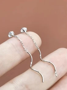 1對女士流蘇耳環，簡約優雅設計，配以奢華水晶和波浪耳環假耳針，適用於假期 - 白色 - 查看 7