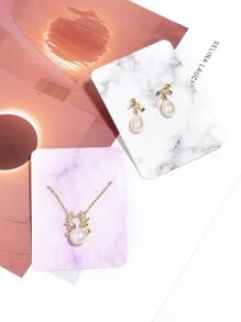 50pcs Marble Pattern Earring Necklace Display Cards, Personalized Jewelry Storage Card For Earrings Necklaces Bracelets