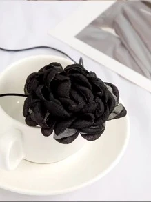 1 Miếng Đen Nhà thiết kế Vải Hoa lụa Vòng cổ Dây chuyền Đối với phụ nữ , Cá nhân hóa Linh hoạt Buộc Hoa hồng Khóa Khúc xương Chuỗi Cái cổ Đồ trang trí - màu đen - Xem 2