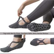 Yoga Socks For Women Non-Slip Grips & Straps, Ideal For Pilates, Pure Barre, Ballet, Dance, Barefoot Workout