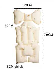 一個加厚的嬰兒嬰兒車座墊，帶有刺繡圖案和拼布縫紉 - 米色 - 查看 4