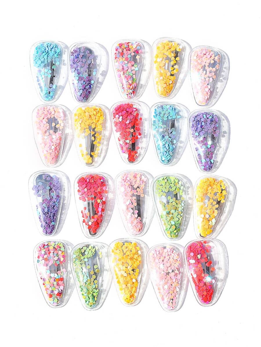 20 个/包 随机颜色 闪光 BB 发夹 刘海夹 女童发饰