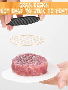 1 pieza tres en uno antiadherente circular carne tarta prensa Molde , hamburguesa carne prensa máquina Molde - Negro - Ver 4