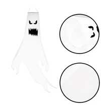 1pc Halloween Wind Chime Ghost Decor, Non-Glow/LED Glow Ghost Print Hanging Ornament For Halloween Party Decoration
