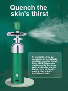 Portable High Pressure Oxygen Injection Device For Home Use, Rechargeable Nano Sprayer For Skin Moisturizing, No Needle Water Oxygen Beauty Instrument, Suitable For Model Coloring, Nail Art And Tattoo, Long Green Version - Green - View 11
