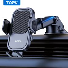 TOPK Car Phone Holder Car Navigation Bracket Dashboard Suction Cup Type Cellphone Holder Mount For Both Portrait And Landscape, Upgraded With Reinforced Suction Cup