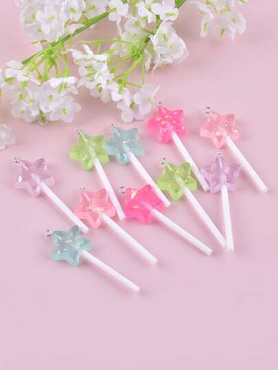 10pcs/set Resin Pendant With Five-pointed Star & Lollipop Shaped Diy Jewelry