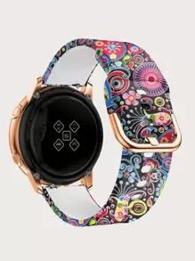 1 Set Of 3 Printed Silicone Watchbands, Leopard Print, Butterfly Print, And Colorful Jellyfish Print, Compatible With 20/22mm Samsung Galaxy Watch6/5pro/4, Rose Gold Buckle