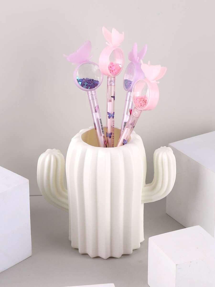 1 giá đỡ bút hình xương rồng trắng - trắng - Xem 1