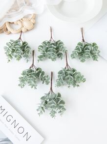 1 捆（6 头）人造植物、迷你桉树叶字母、花束 DIY、花环材料、糖果盒配件、家庭婚礼装饰、新娘手腕花、胸花、头花材料、情人节礼物、新年装饰、生日派对蛋糕配件、假植物、秋季装饰、房间、书桌、花园装饰、房间装饰用品、情人节、礼物 - 軍綠色 - 查看 4