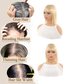 假髮頭戴女士白色假髮片女長直髮一片未標記的髮片塊 - 彩色 - 查看 5