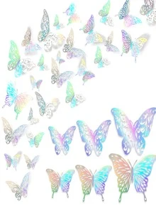 72pzs Mariposas Decorativas, 3d Pared Colore Metalicos Huec - Multicolor - Ver 9