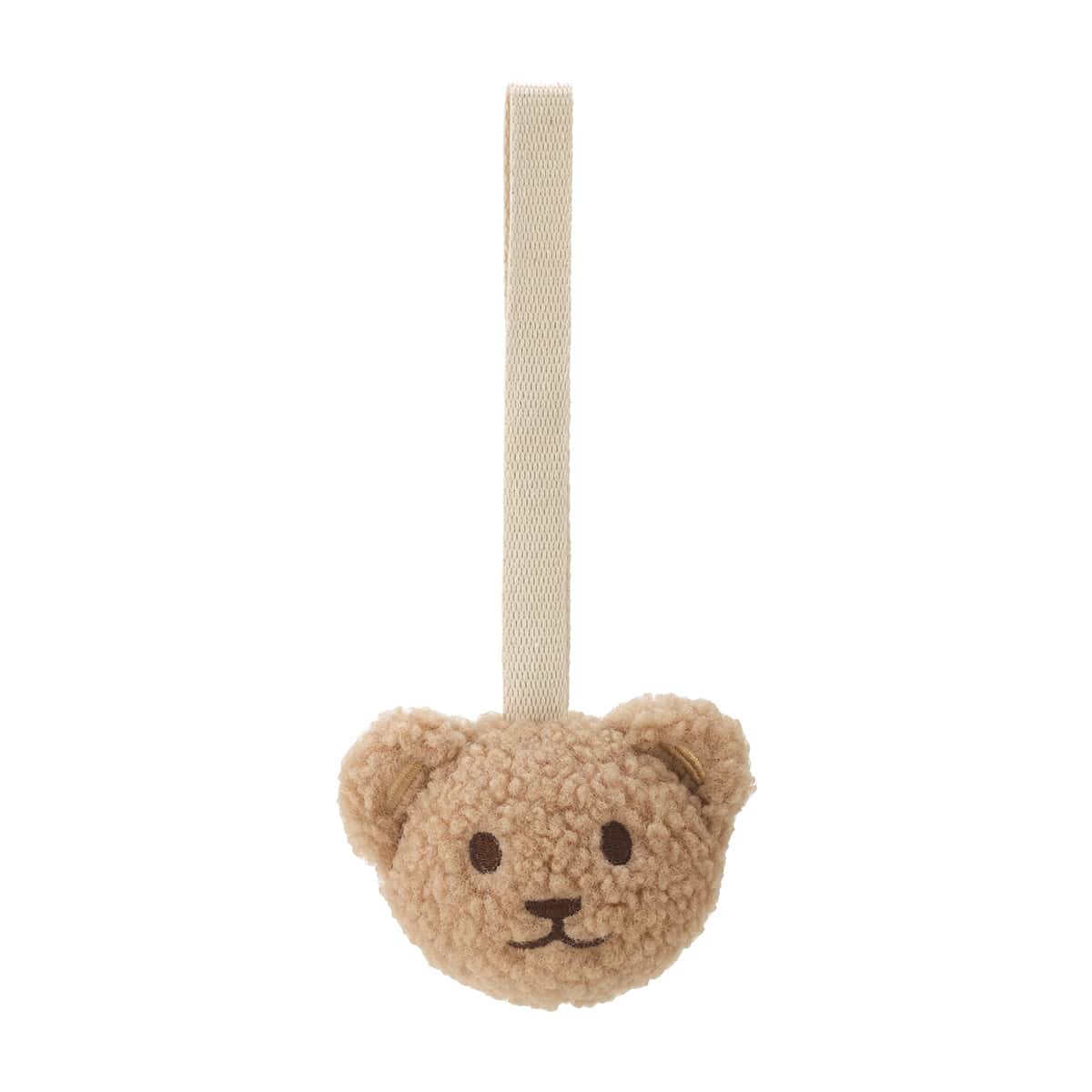 Handcrafted Teddy Bear Face Stuffed Plush Toy With Pacifier Clip, Embroidered, Prevent Losing Pacifier, For Baby Sleeping Soothing, Taupe - Camel - View 1