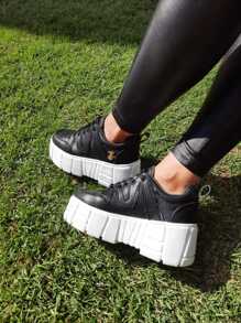 Tenis Plataforma Alta para Mujer Modernos Cómodos - Negro - Ver 2