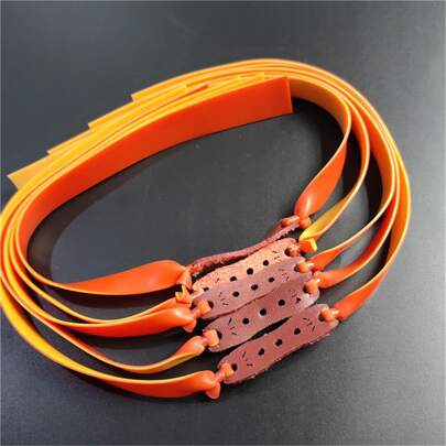Yernea 5pcs/pack Red Color Random Leather Pouch Thickened Slingshot Latex Elastic Band With Brackets, Foldable Wide Rubber For Outdoor Shooting Competition Accessory Durable