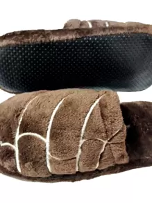 Plush Slippers Shaped Like Shells Pantuconchas - Coffee Brown - View 4
