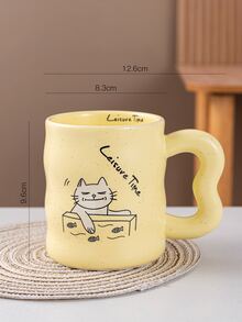 Yellow Cute Animal Cat Shaped Mug - Yellow - View 2