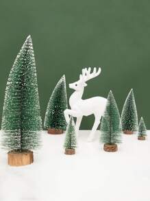 1pc Mini White Christmas Pine Tree Ornament - Multicolor - View 3