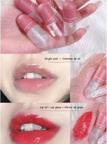 SHAQINUO 水光唇釉套裝，3 件組保濕持久潤唇膏修補唇紋不沾杯 Y2K 唇部底漆套裝