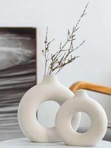 1 Miếng Matte Frosted Trắng Lấm tấm Gốm sứ Bình hoa In Chiều cao - trắng - Xem 3