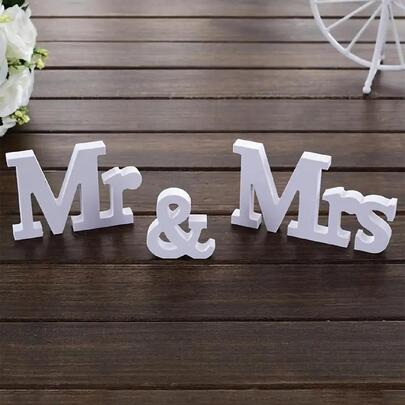 3入組“Mr. & Mrs.”字母裝飾 - 完美的婚禮攝影道具！婚禮派對裝飾道具，新娘拍照飾品