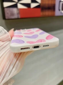Pink & Purple Heart Shape Painting Anti-drop Phone Case Protective Cover - Multicolor - View 4