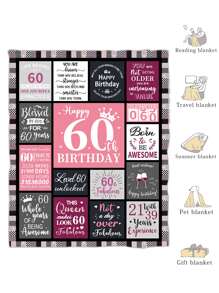1入組女性 60 歲生日禮物，60 歲女性生日禮物創意，女性生日禮物，60 歲女性媽媽姐妹生日禮物，60 歲快樂女性生日裝飾毯子
