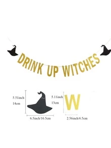 飲料橫幅金色萬聖節派對裝飾,神秘派對,萬聖節派對橫幅,萬聖節派對用品