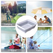 Rectangular Collapsible Laundry Basin, Portable Camping Sink Collapsible Plastic Basin Collapsible Laundry Basket Multi-Function Collapsible Chopping Board RV 10L - Silver - View 5