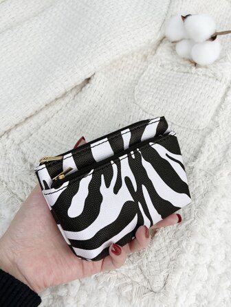Mode Zebra Stripe Dubbel dragkedja Plånbok Kvinnor Pu-plånbok Lättviktsmönster Kontant-ID-kort Kreditkort Bärbar ficka Liten ficka Plånbok Kort plånbok Minimalistiskt mode Modernt företag för present till födelsedagspresent på alla hjärtans dag till jul till jubileum för par till dam för flickor för kvinnlig Väska Skolmaterial för skolan studentrum & tillbaka till skolan plånbok för kvinnor plånbok Miniplånbok Myntplånbok
