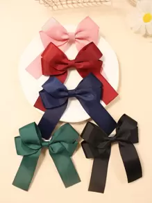 5pcs Girls Multi-Color Cute Bow Hair Clips Daily Holiday Decoration Hair Accessories - Multicolor - View 5