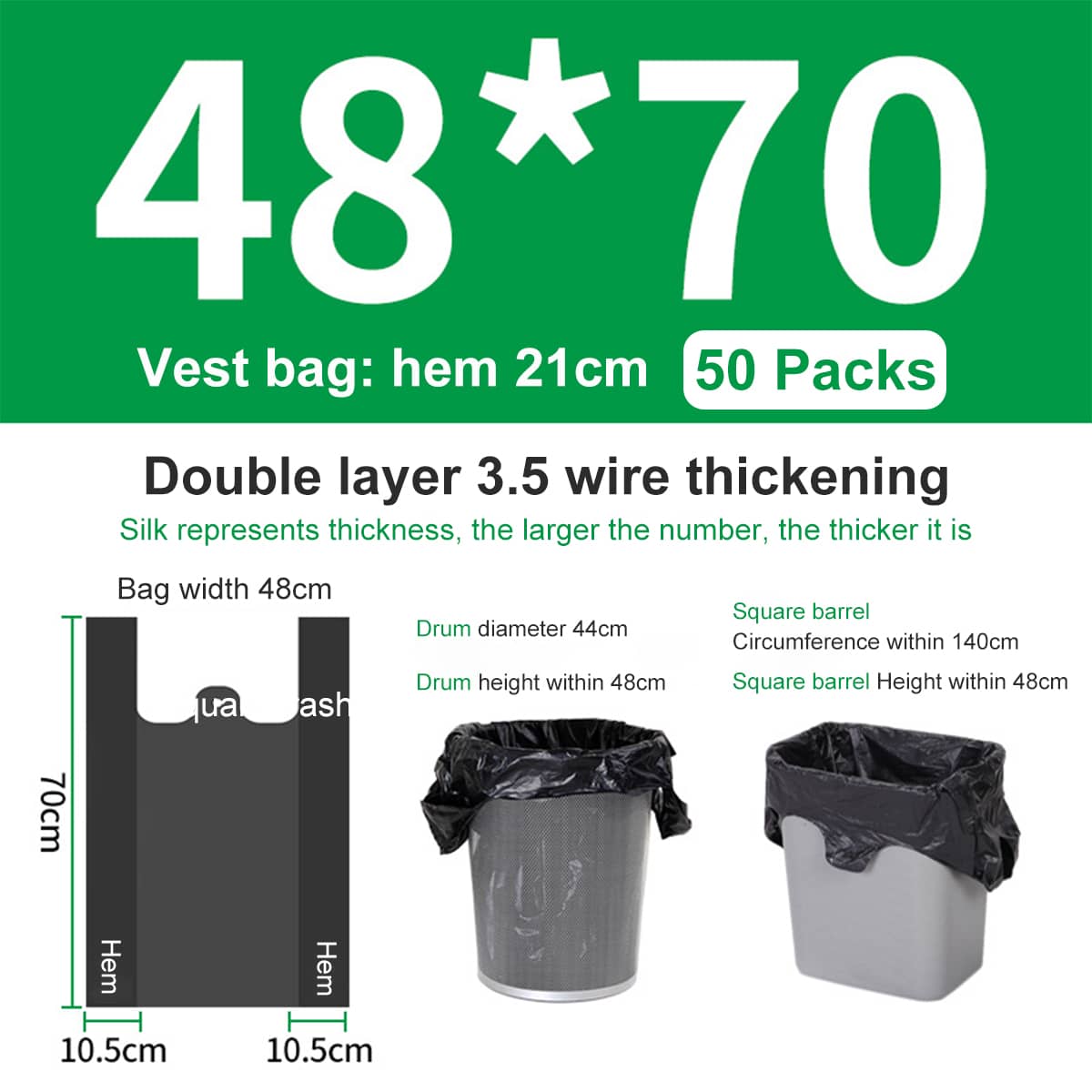 50 Piezas Bolsa De Basura Negra Extra Gruesa Y Grande Para Limpieza De Propiedades, Bolsa De Plástico De Un Solo Uso Para Hoteles - Negro - Ver 1