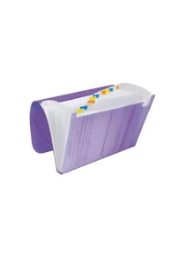 Pasta Sanfonada com 12 Divisorias A4 Transparente Cores a Escolha - Violeta - Visão 1