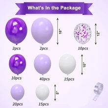 114 Piezas De Globos Tipo Macaron En Morado Y Blanco, Kit De Arco De Guirnalda De Flores De Globos En Morado Y Blanco, Globos En Lila Claro Y Blanco Para Decoración De Cumpleaños, Bodas Y Fiestas - Multicolor - Ver 2