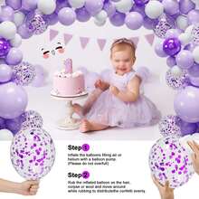114 Piezas De Globos Tipo Macaron En Morado Y Blanco, Kit De Arco De Guirnalda De Flores De Globos En Morado Y Blanco, Globos En Lila Claro Y Blanco Para Decoración De Cumpleaños, Bodas Y Fiestas - Multicolor - Ver 6