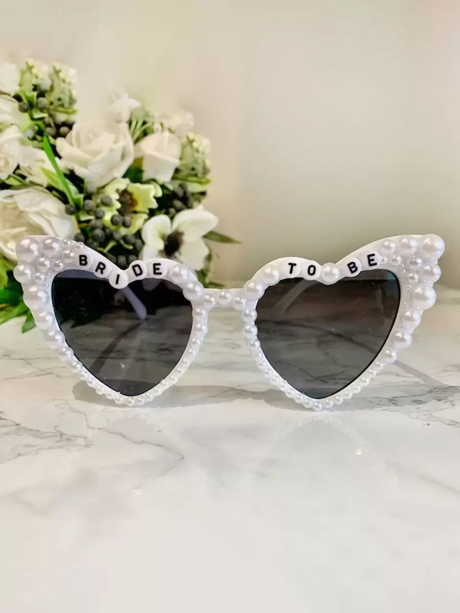 1set (Glasses, Pearl Stickers, Letter Details) Diy Wedding Bride Party Return Gift Set Party Favors (Glue Not Included),Christmas - White - View 1