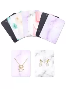 50pcs Marble Pattern Earring Necklace Display Cards, Personalized Jewelry Storage Card For Earrings Necklaces Bracelets