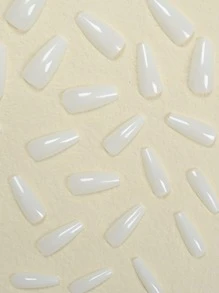 Upgrade Your Look With 24pcs/Set Long Square Nude, Light & Minimalist False Nails For Party, Dance, Daily Wear Press On Nails Nail Supplies - Beige - View 3