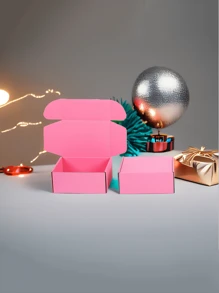 10pcs Pink Cardboard Shipping Box, Corrugated Cardboard Storage Box For Shipping, Mailing, Gift Packaging - Pink - View 1