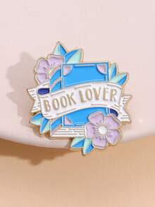 1入組卡通可愛花&書形琺瑯&合金胸針適用於裝飾屋,後背包,衣服,帽