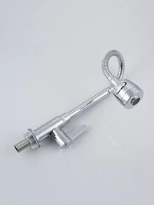 1pc Stainless Steel Rotatable Single Cold & Hot Water Tap For Kitchen Sink/balcony Laundry Sink - Silver - View 4