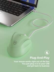 Wired Ergonomic Vertical Mouse, Mute Silent Mouse, Plug And Play, Compatible With Pc/laptop, Green Wired Vertical Mouse - Green - View 6