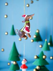 1個聖誕裝飾掛件柯基聖誕老人創意小貓車內掛件家用聖誕樹裝飾 - 彩色 - 查看 6