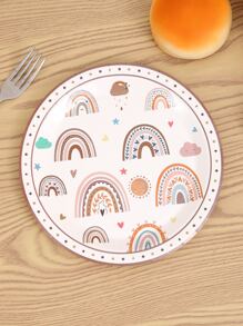10pcs 9inch/23cm Disposable Paper Plates, Bohemian Style Rainbow Cloud Pattern Design Plate Suitable For Various Theme Parties And Daily Use
