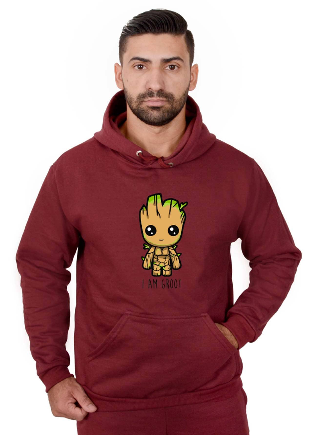 Men Sweatshirts - 酒紅色 - 查看 1