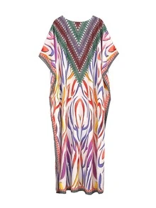 滿版印花高衩罩衫休閒服穿戴屋洋裝 - 彩色 - 查看 9