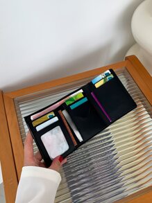女士绿色 PU 皮革钱包，卵石纹理，多个卡槽，硬币袋，时尚便携式短款钱包，按扣开合，三折迷你硬币礼品，鳄鱼皮女士钱包，钱包，小钱包 - 綠色 - 查看 4