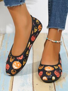 女士萬聖節恐怖南瓜頭便鞋